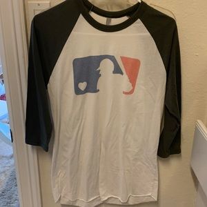 American apparel 50/50 shirt w  heart baseball emblem